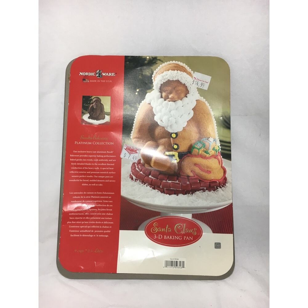 3D Nordicware Large SANTA CLAUSE Cake Pan Mold Baking Cooking Bakeware Oven NEW
